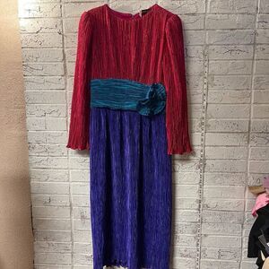 Vintage Ricki Lang for Steven Stoller Long Sleeve 80s Retro Dress  8